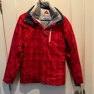 Columbia Woman’s Plaid Red Three in One Ski Jacket S